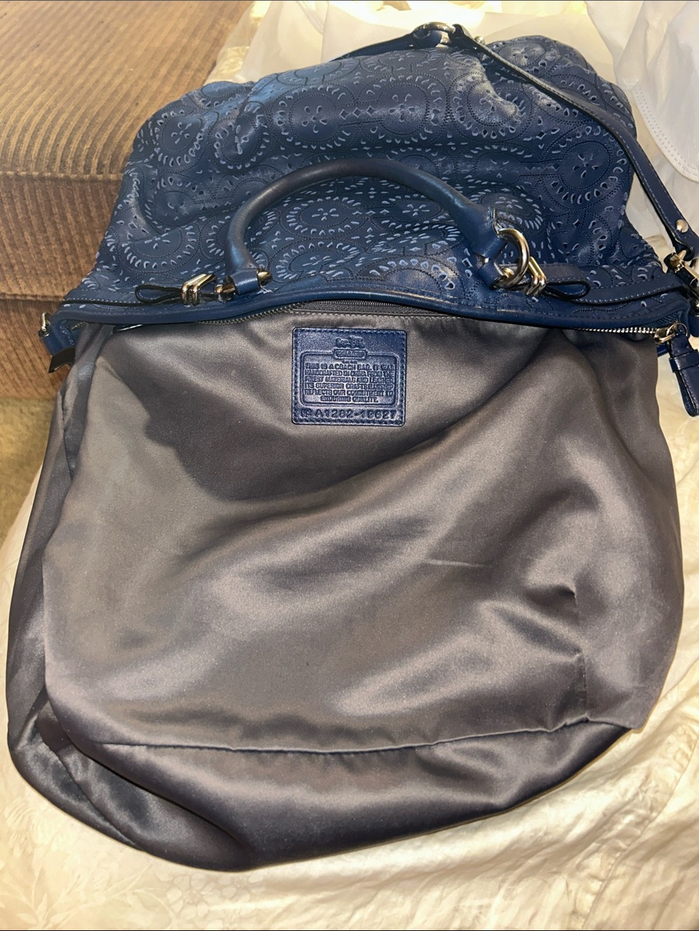 Coach Madison Sophia Lace Leather Shoulder Bag with Removable Strap - Coach - Picture 13 of 17